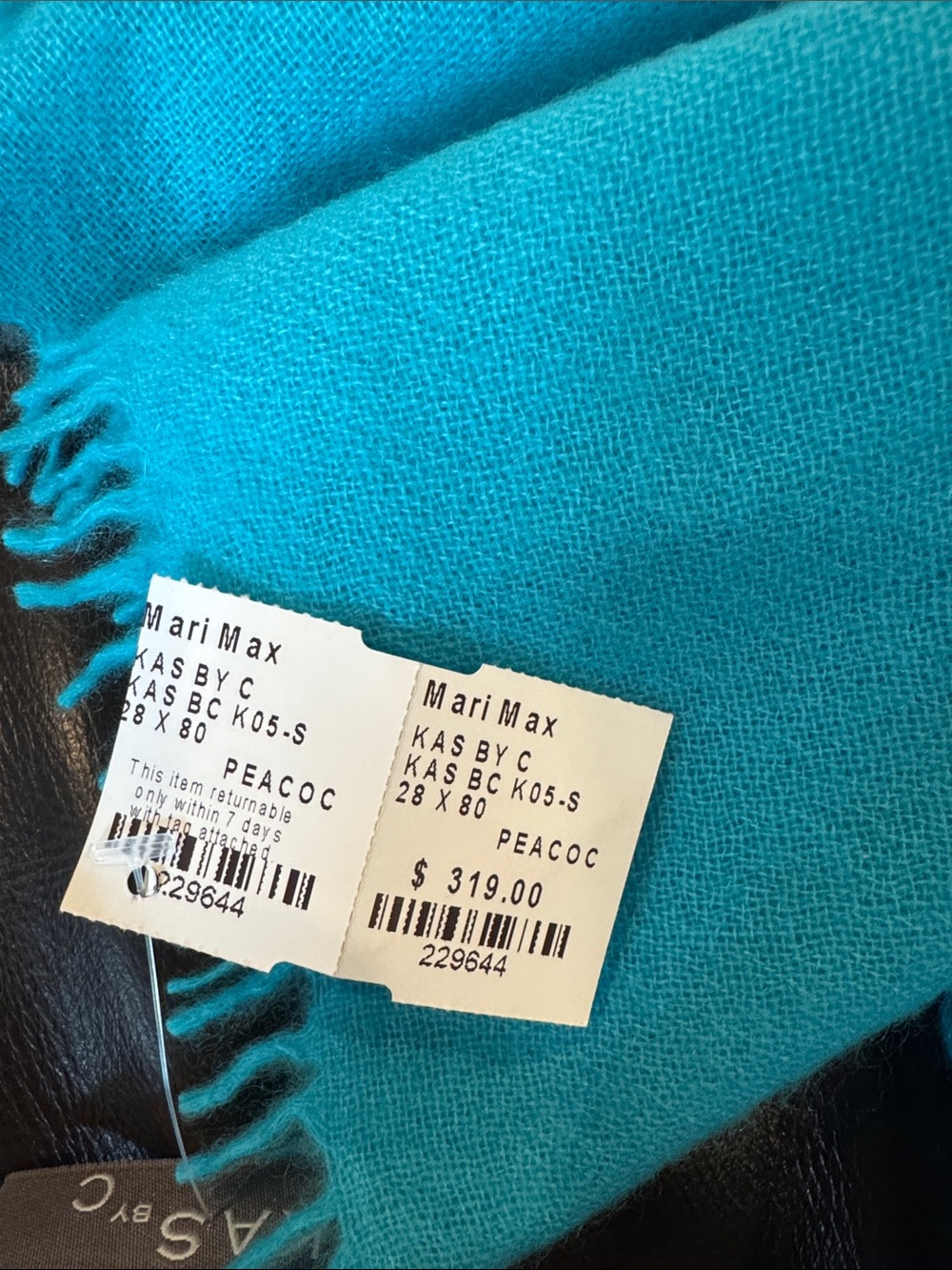 KAS by C Cashmere Shawl in Peacock - NWT! - Picture 7 of 8